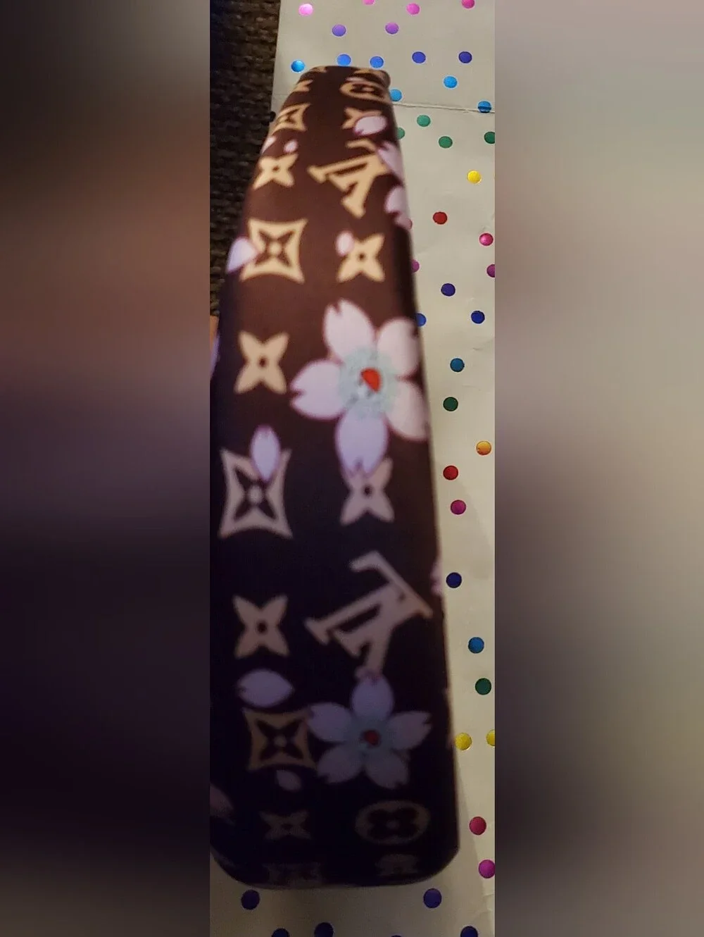 Brown Headband with Pink Cherry Blossum Floral Print